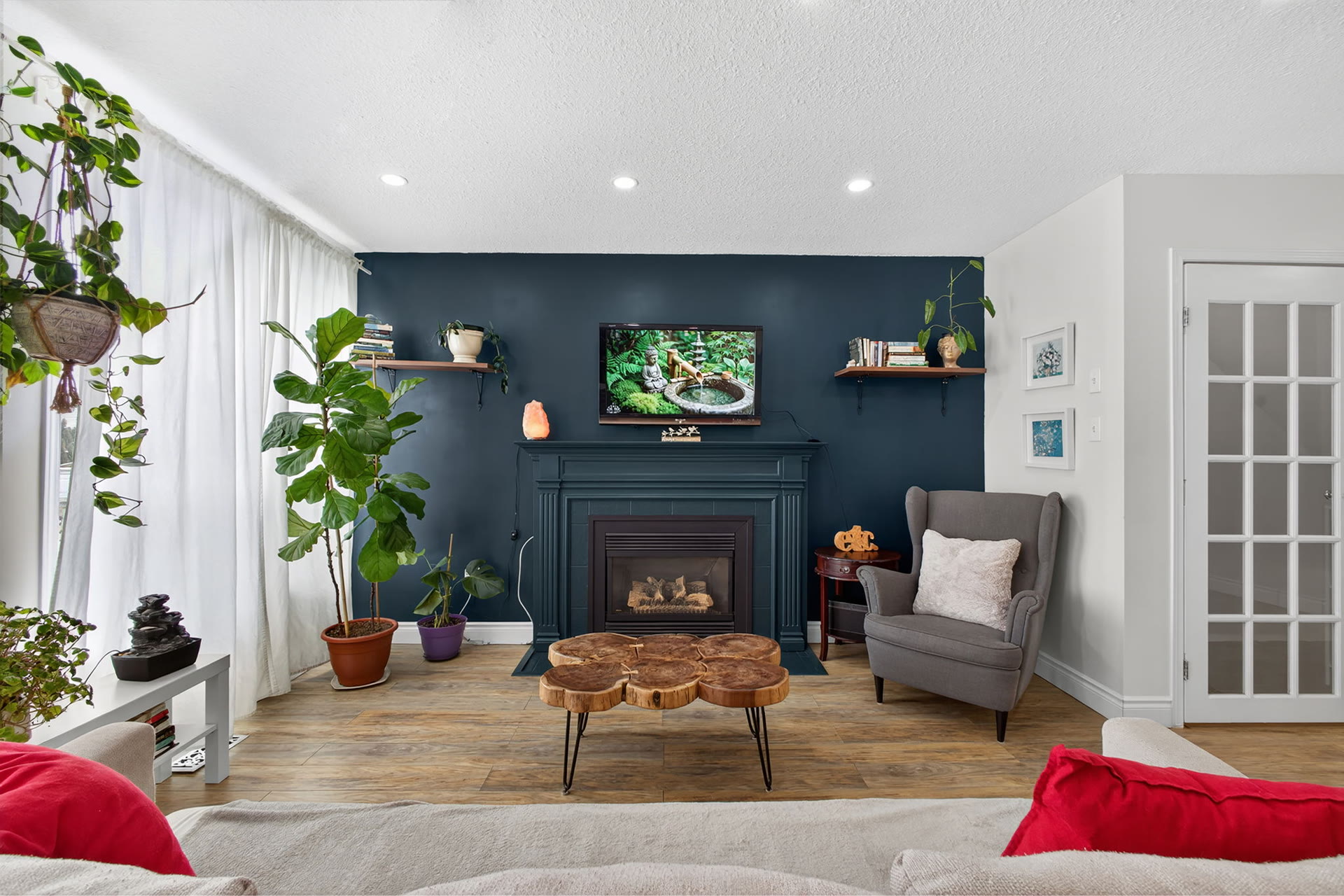 Living room with fireplace